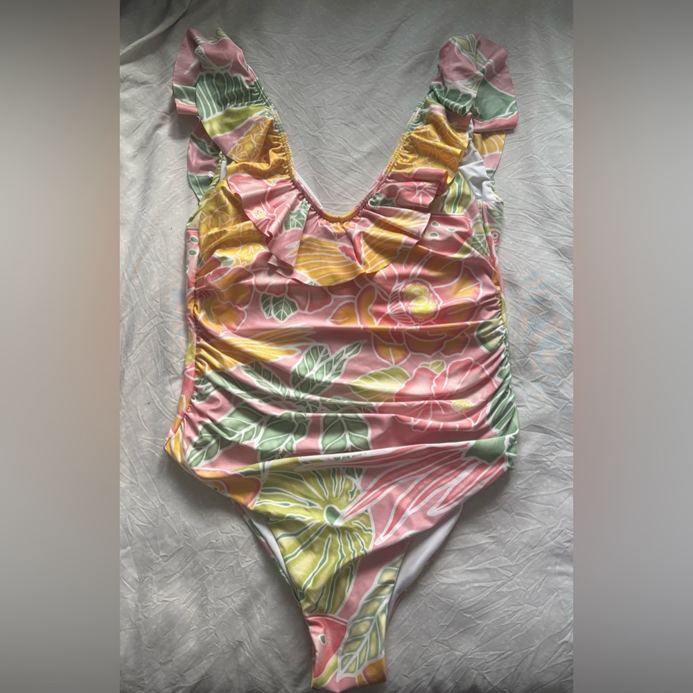 Kenny Flowers Watercolors Swimsuit with Pink and Yellow Floral Design